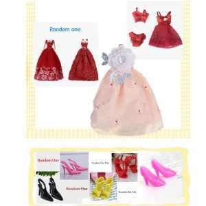  Princess Clothes 2 Gown Dress 1 Sleepwear Set 3 Shoes for Barbie 