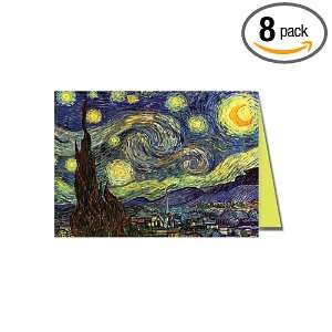  Van Goghs Starry Night Luxury Greeting Card 5 x 7 Linen Paper Made