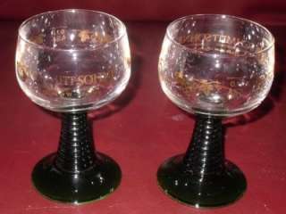   Sohne W Germany Gold Gilt Grape Clear Green Stemware Wine Glasses