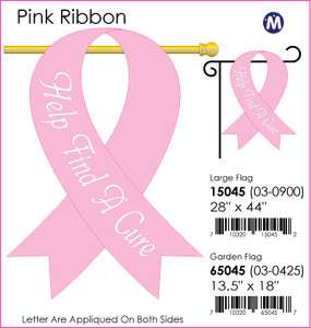 18 X 13 PINK RIBBON SUPPOR BREAST CANCER GARDEN FLAG  