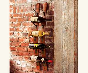 RUSTIC TUSCAN Double Stave WALL MOUNT WOOD WINE RACK Reclaimed Oak NEW 