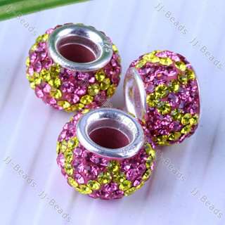 10 Color/ 1pc 925 Sterling Silver Czech Crystal European Bead Fit 