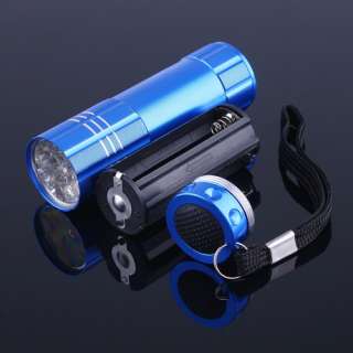 Blue Pocket 9 LED Handheld Flashlight Lamp Torch Lights  