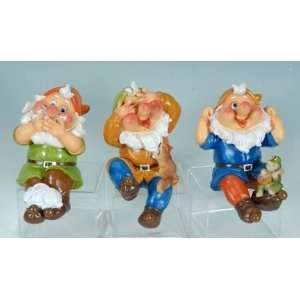    Set of 3 See Hear Speak No Evil Sitting Gnomes: Home & Kitchen