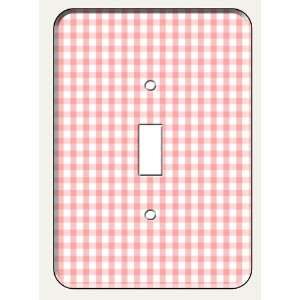  Pink Gingham Single Toggle Wall Light Switchplate Cover 