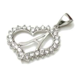 925 Sterling Silver CZ Initial Pendant w/ Rolo Necklace  