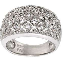   Stonez Sterling Silver Pave set Cubic Zirconia Ring  Overstock