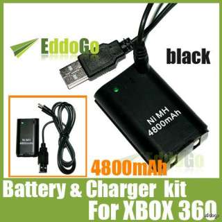Retail packaged 4800mAh Battery Pack USB Charger Cable For Xbox360 