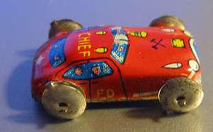 Antique tin miniature chief car 1/2 by 1 inch dime store toy  