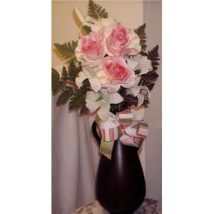  Soft Pink and Cream Colored Silk Rose Arrangement