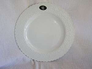   Lauren Sophia Fine China Dinner Plate Dish Embossed White Scroll NWT