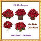 Poinsettia with Vase Silk Flower Arrangement Red 1268/1263/1262/1267 