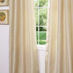Grommet Striped Bone Faux Silk Jacquard 106 inch Curtain Panel 