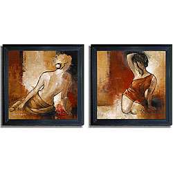   Loreth Seated Woman Framed Canvas Art 2 piece Set  