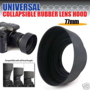 77mm 3 Stage Rubber Lens Hood for Nikon Canon Tamron OM  