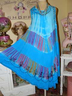 BEACH CHIC Tie Dye CARIBBEAN ISLAND Flowing CHIC COVER UP SUNDRESS 
