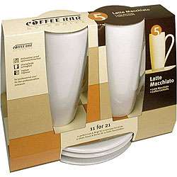 Konitz Coffee Bar 8 oz Latte Macchiato Cups and Saucers (Set of 2 