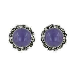   Round Purple Jade Stud Earrings Silver Empire Jewelry Jewelry