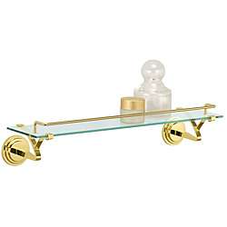 Wall Mounting Glass Shelf with Brass Mounts and Rail  Overstock