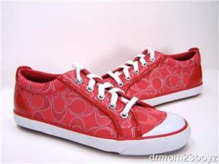 NIB Coach Barrett Signature Poppy Ruby Red Sneakers 6  