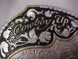 DEAD PAWN MONTANA SILVER SILVERSMITHS COWBOY UP BULL RIDERS ONLY BELT 