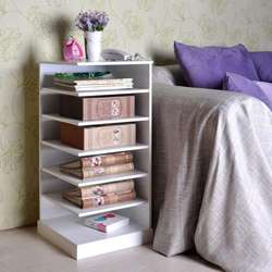 White Side End Table Bookcase Cabinet  