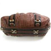 MARC JACOBS Leather Striping Bowler Tote Bag Chestnut  