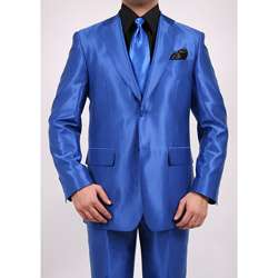 Ferrecci Mens Royal Blue Two button Two piece Slim Fit Suit 