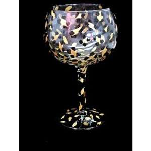  Gold Leopard Design Hand Painted Grande Goblet