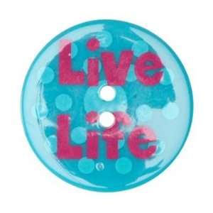Novelty Button 1 3/8 Live Life Blue By The Package
