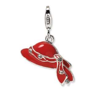   Amore La Vita Silver Enamel CZ Red Hat Charm Amore La Vita Jewelry