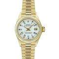 Pre owned Rolex Womens President 18k Gold White Dial Watch 