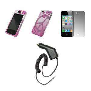   Crystal Clear Screen Protector + Rapid Car Charger for Apple iPhone 4