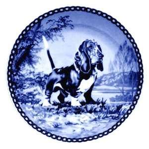   Basset Hound Danish Blue Porcelain Plate #7026