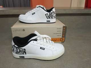 VANS Girls Boys SKATER Shoes 4.5 M Black White Leather NEW  