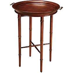 Cherry Finish Round Tray Table  Overstock