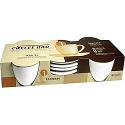Konitz Coffee Bar Espresso 2 oz White Cups/ Saucers (Set of 4 