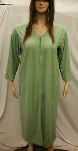 Silhouettes Womens Waffle Terry Zip Robe Sage 1X #341G 252353  