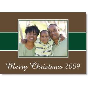  Green Stripe On Brown Foldover Photo Holiday Cards