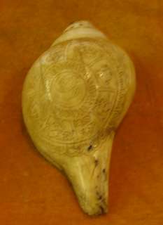 Wonderful Old Tibetan Buddhist Ritual Carved Shell Trumpet Horn 