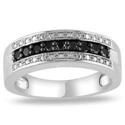   Silver 1/4 CT TDW Round Black Diamonds Fashion Ring  