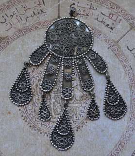 LARGE Khamsa, Hamsa, Hand of Fatima Silver Pendant  