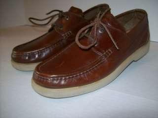   FERRAGAMO Topsider Boat Deck Leather Shoes~10.5 M~ITALY NICE  