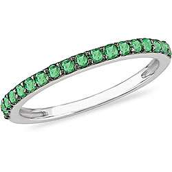 10k White Gold Emerald Semi Eternity Ring  Overstock