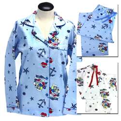 Leisureland Womens Flannel Nautical Print Pajama Set  Overstock