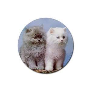  Persian Cats Kittens Rubber Round Coaster (4 pack 