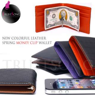 NEW COLORFUL SPRING LEATHER MONEYCLIP WALLET PURSE SO HOT  