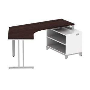  Bush Momentum Left Dog Leg Desk with 24inch Storage, Mocha 