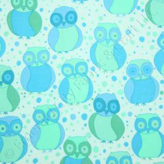   Wells Della Flannel Little Owls Ocean Cotton Fabric Yardage  