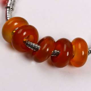 Red Agate Abacus Big Hole Beads Fit Charm Bracelet 5P  